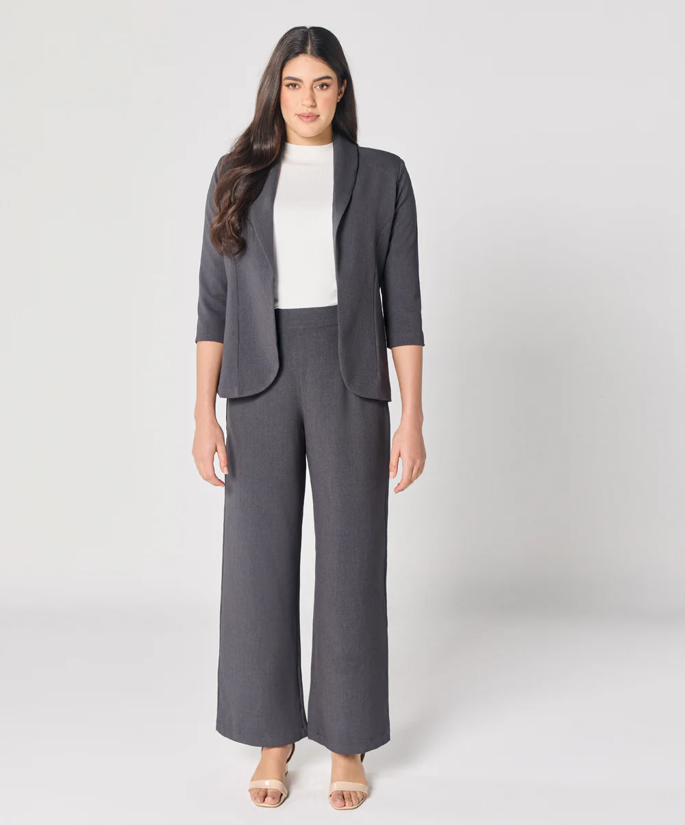 Grey Flared Formal Trouser