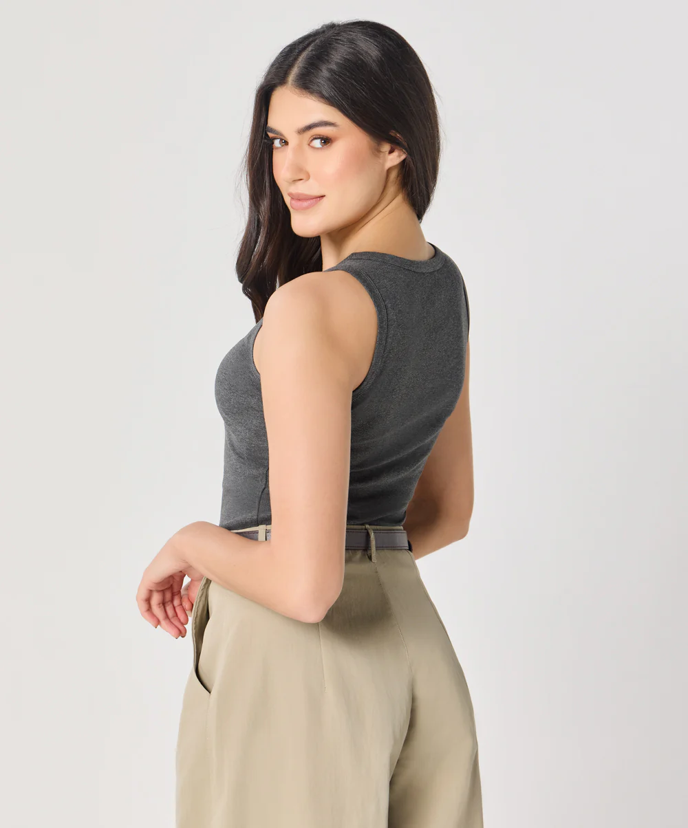 Grey Rib Cami Top - Image 3