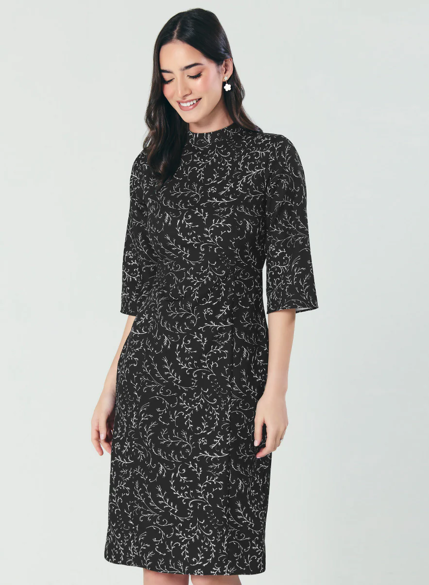 Half Flared Sleeve Printed Midi Dress - Image 3