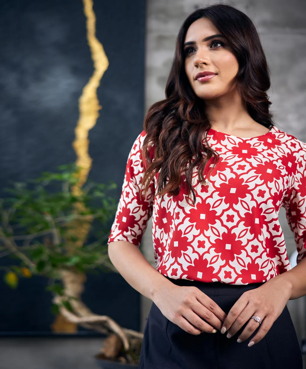 Half Sleeve Printed Chiffon Top - Image 4