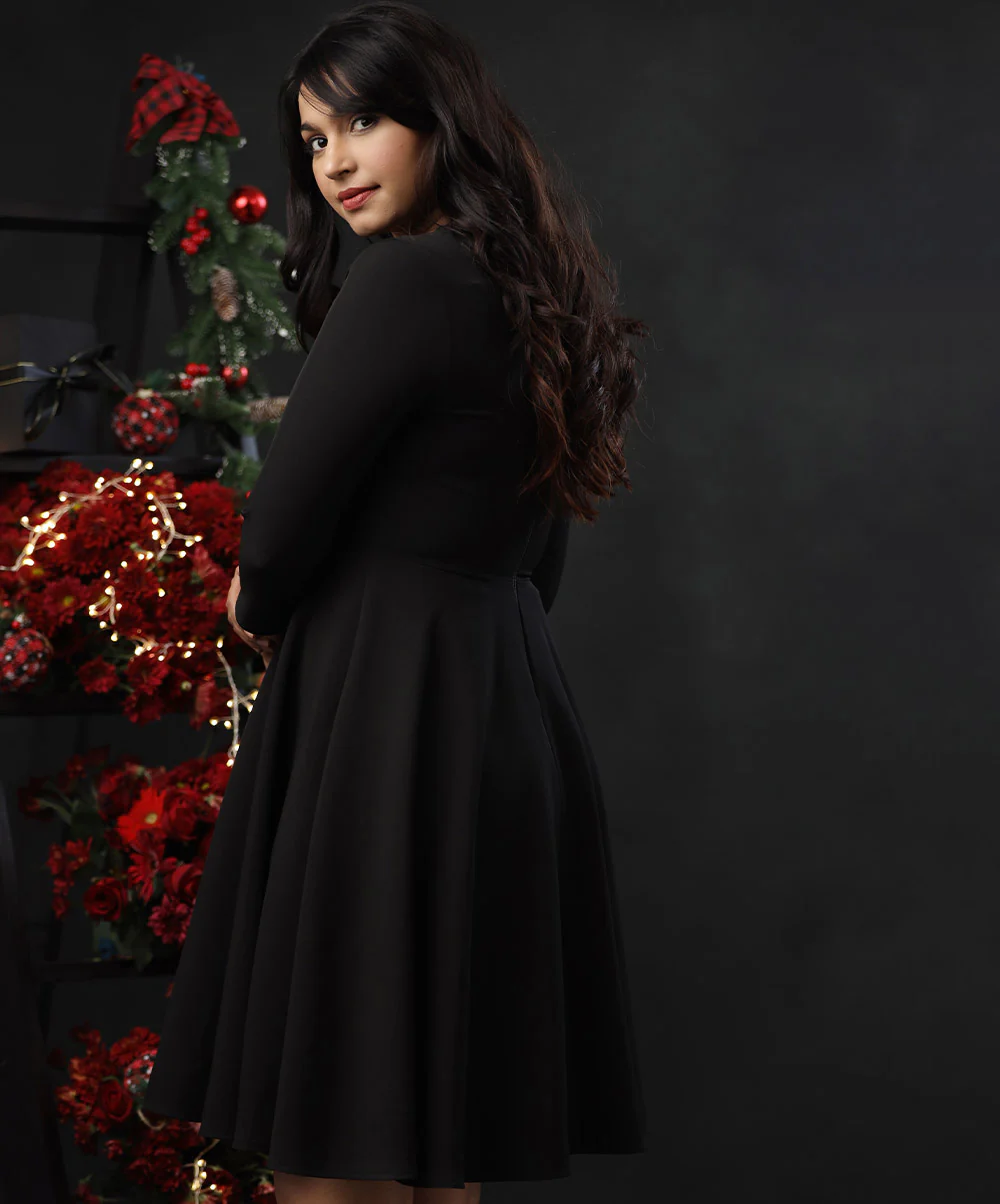 Half Sleeve Skater Revenge Black Dress - Image 2