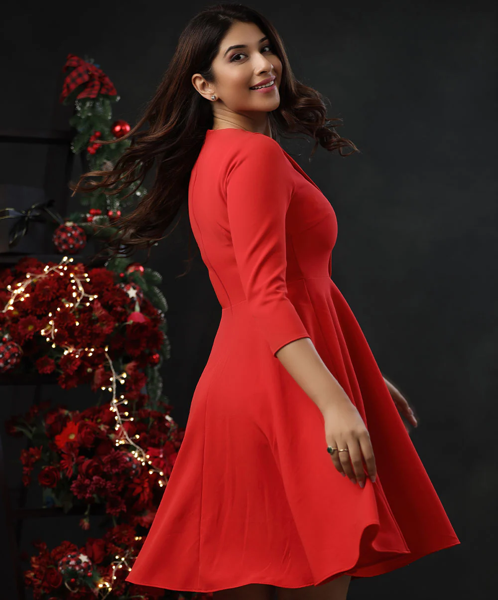 Half Sleeve Skater Revenge Red Dress - Image 3
