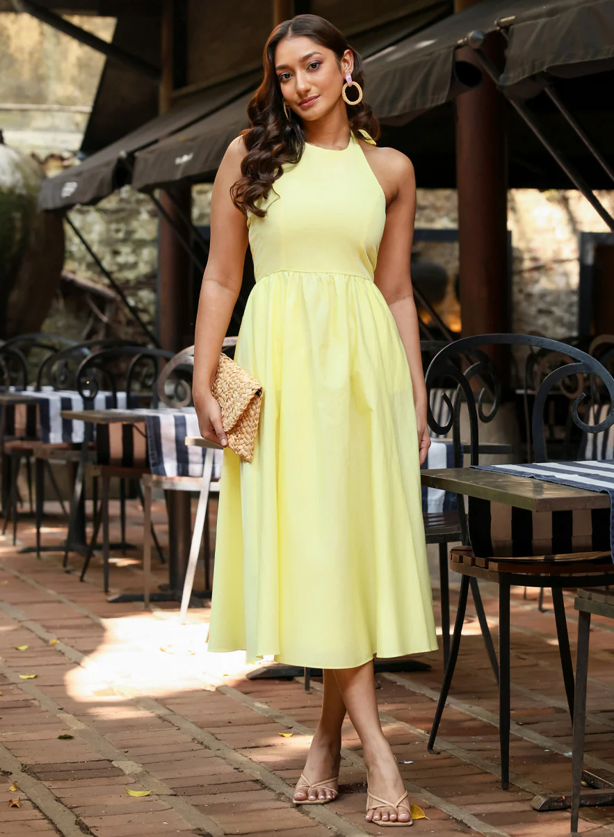 Halter Neck Cotton Midi Dress - Image 13
