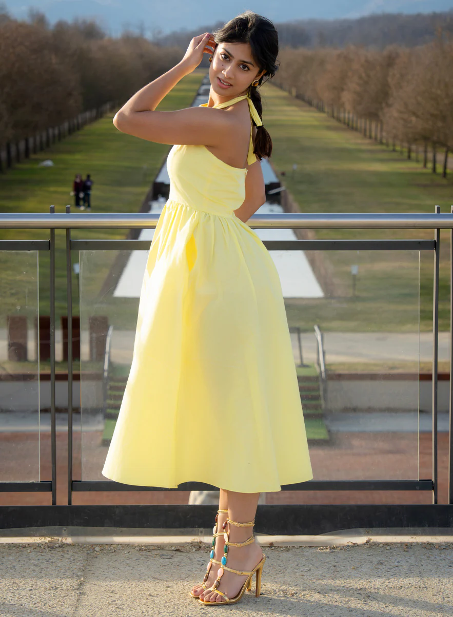 Halter Neck Cotton Midi Dress - Image 3