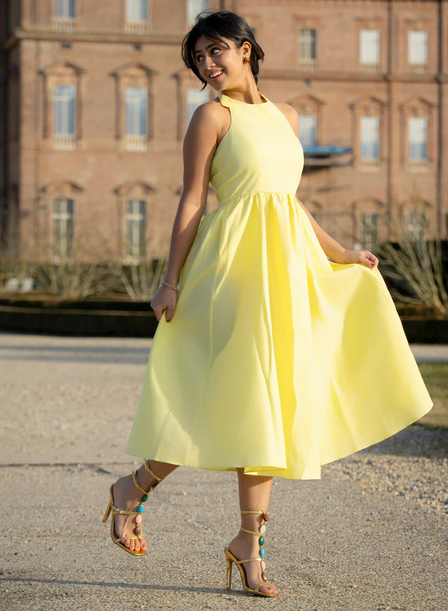 Halter Neck Cotton Midi Dress - Image 4