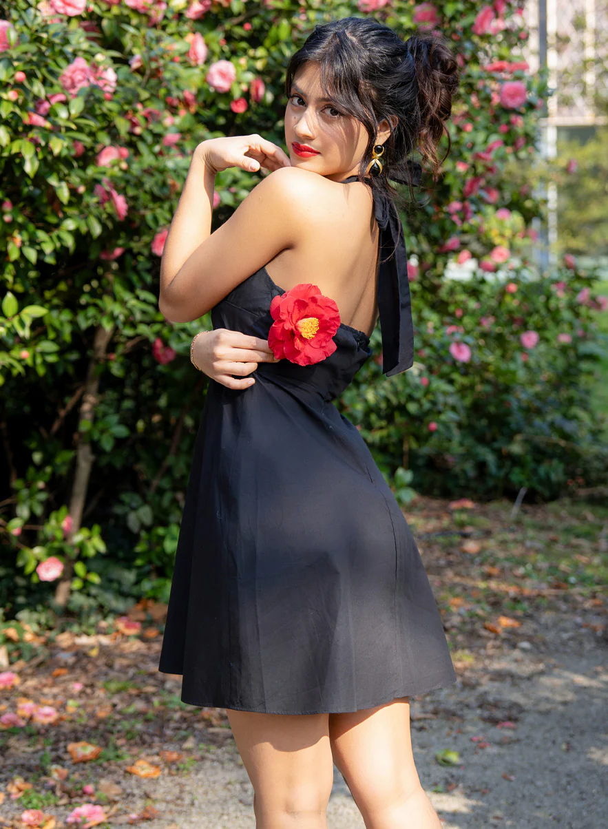 Halter Neck Cotton Mini Dress - Image 2