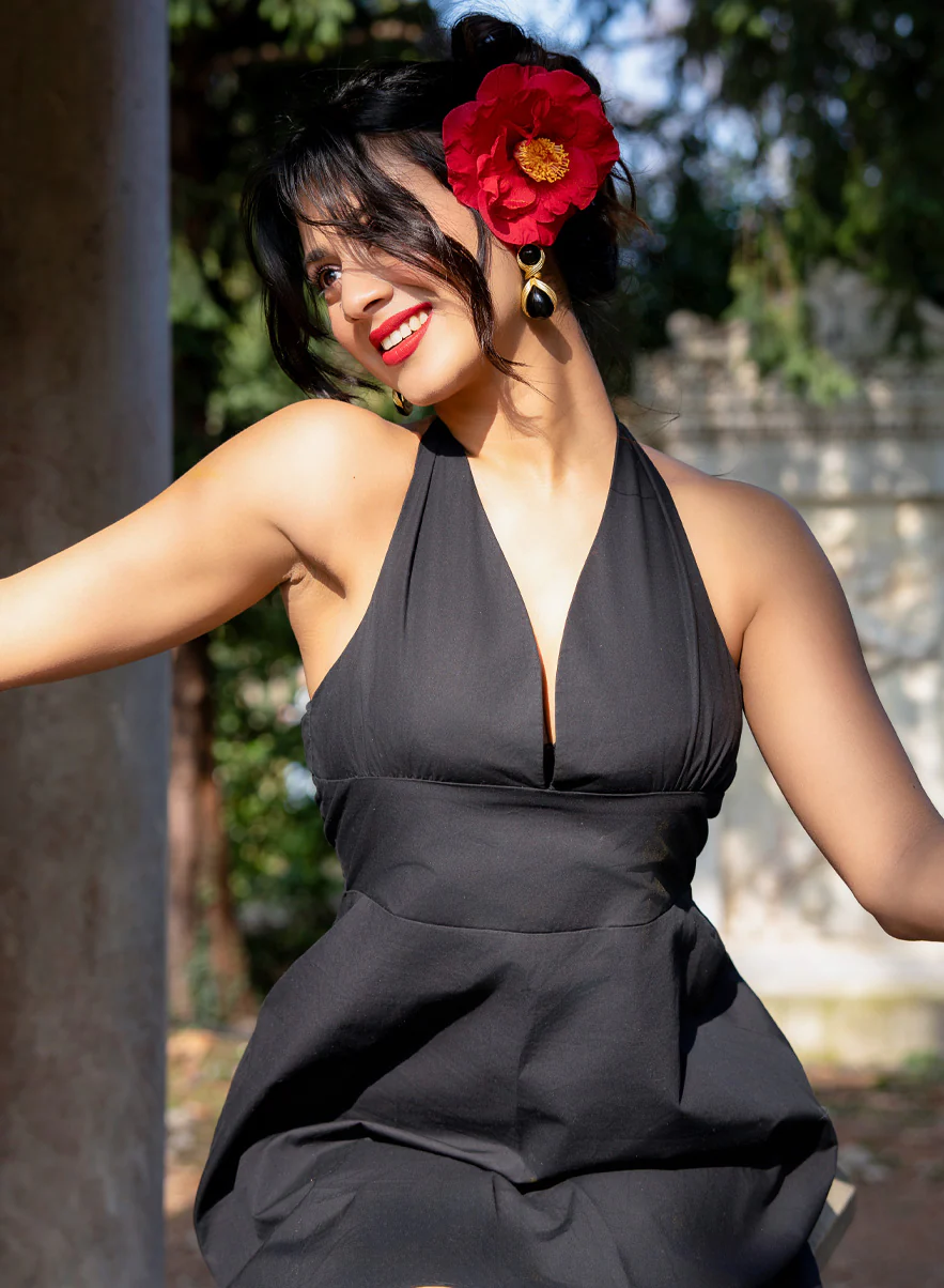 Halter Neck Cotton Mini Dress - Image 8