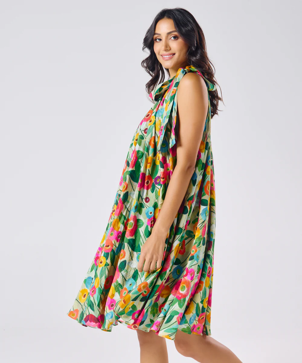 Halter Neck Flouncy Printed Dress - Image 4