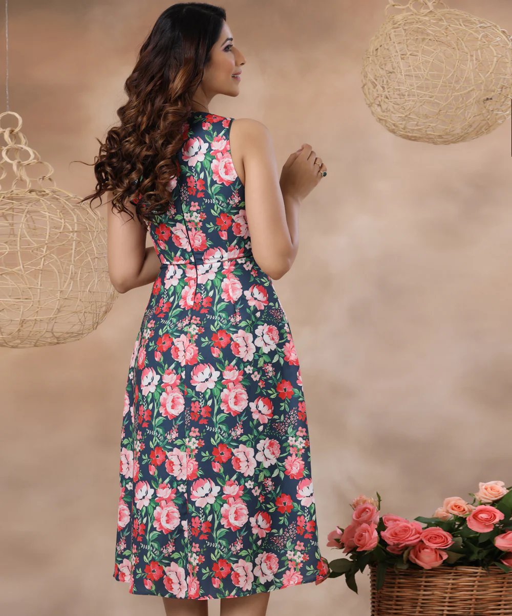 Halter Neck Printed Midi Dress - Image 3