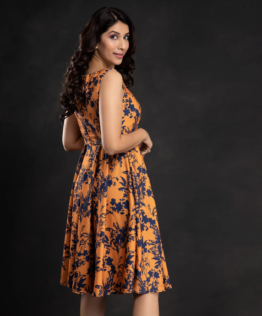 Harvest Gold Sketch Floral Dress - Image 2