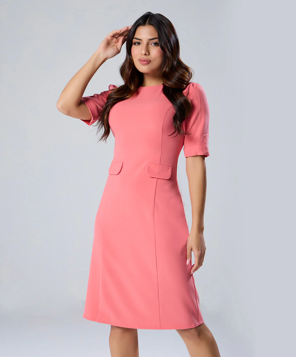High Neck Midi Length Formal Dress - Image 2