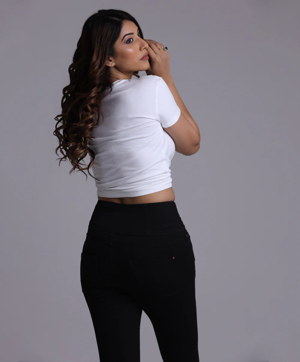 High Waist Light Whiskers Black Jean - Image 3