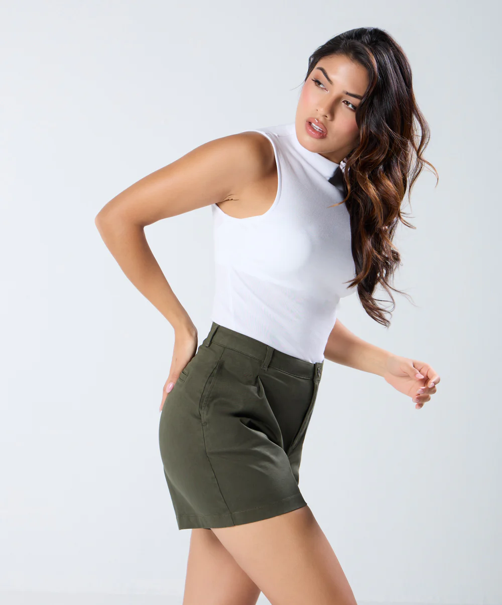 Khaki Pleated Short - Image 2