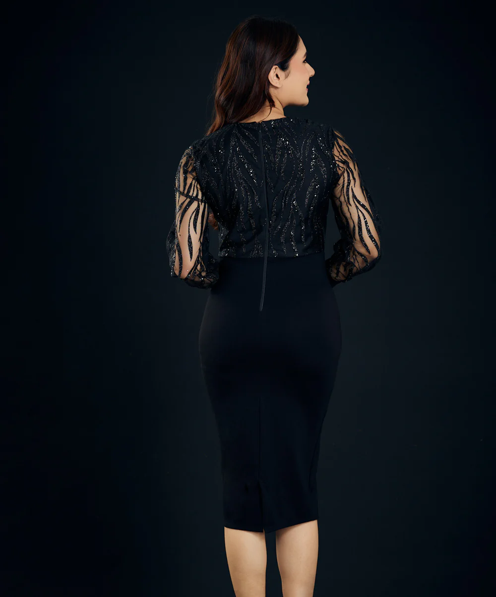 Lace Detailed Ponte Shift Dress - Image 4