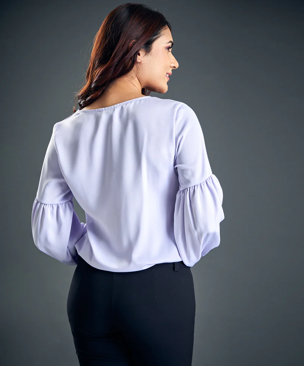 Lavender Chiffon Long Sleeve Top - Image 5