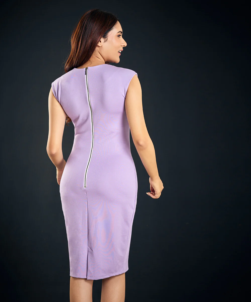 Lavender Ponte Bodycon Dress - Image 4