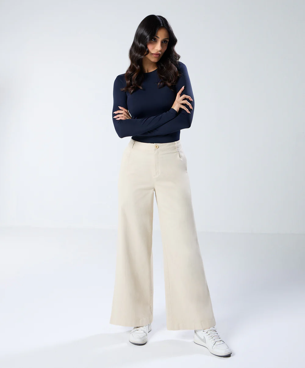 Light Beige Pleated Pant (Short length)