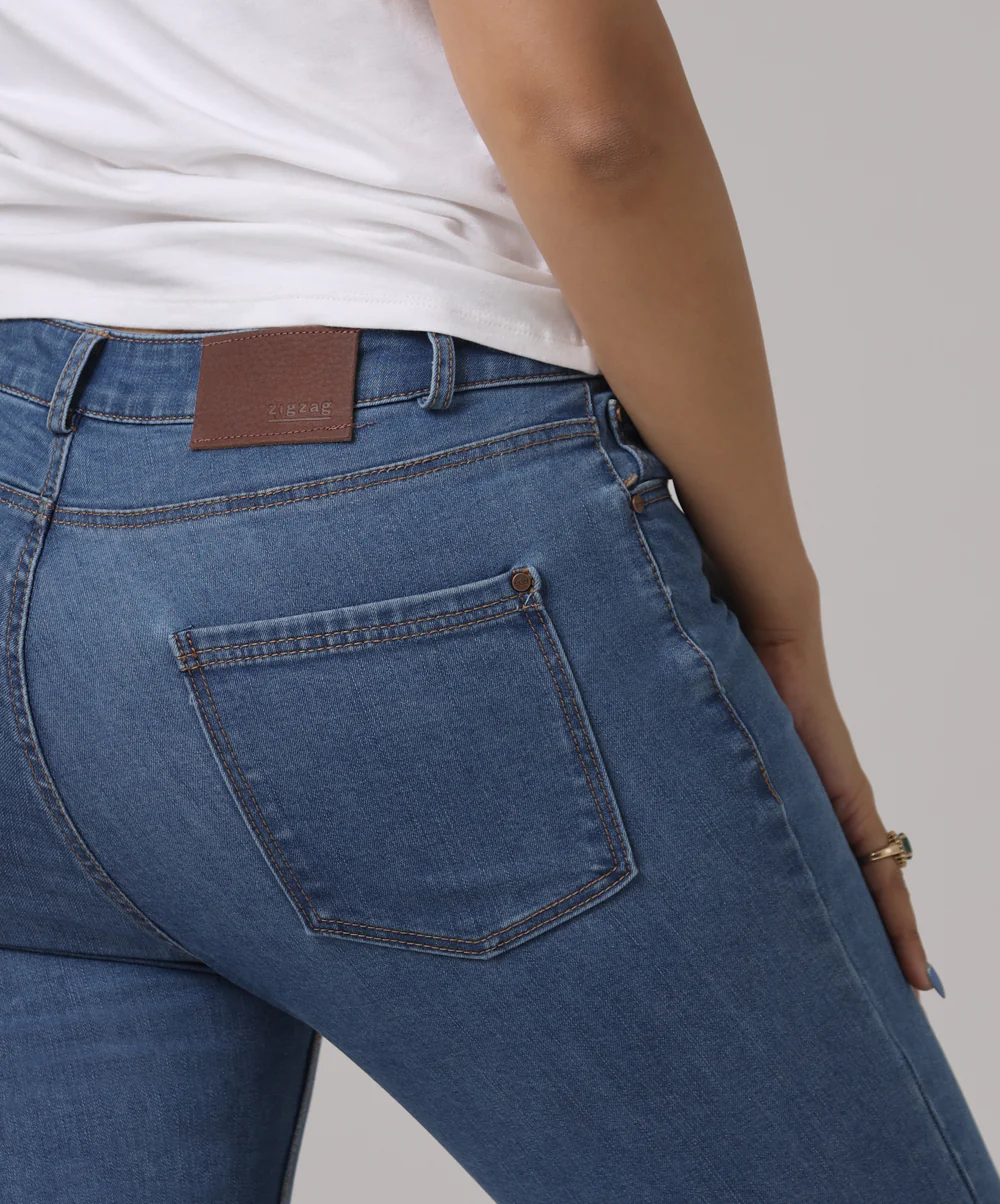 Light Blue Calf Length Slit Jean - Image 4