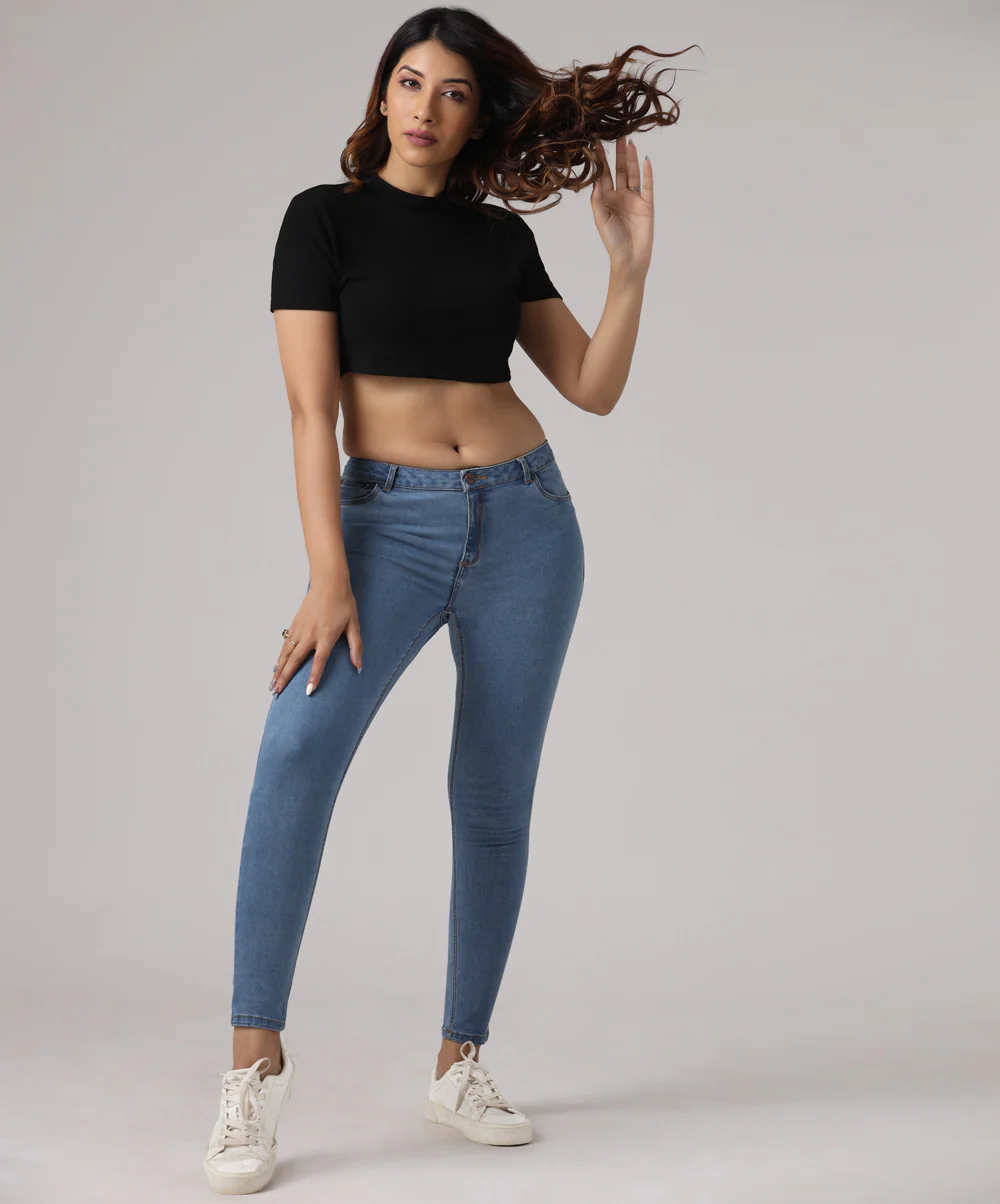 Light Blue Mid Waist Skinny Jean