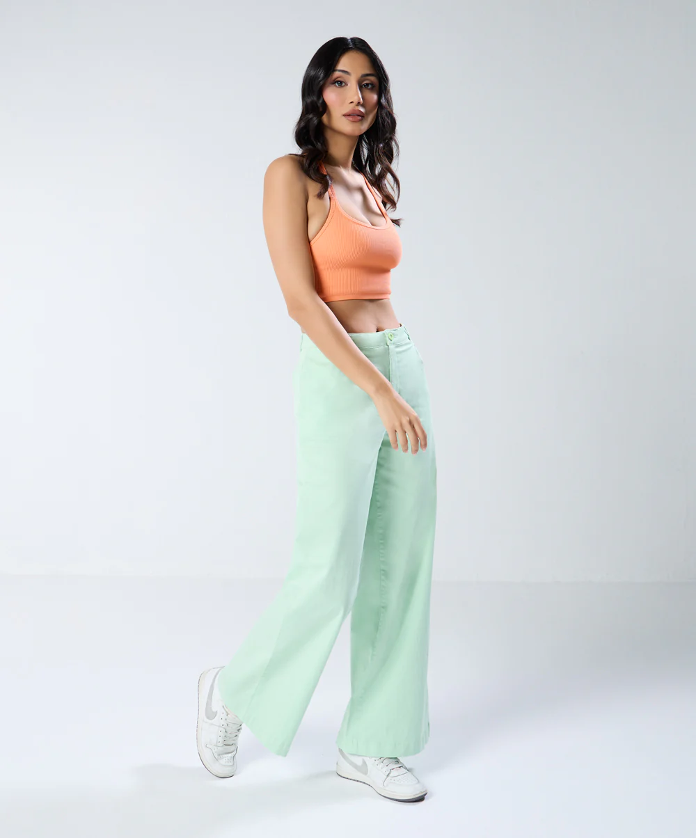 Green Pleated Pant (Short length) - Image 4
