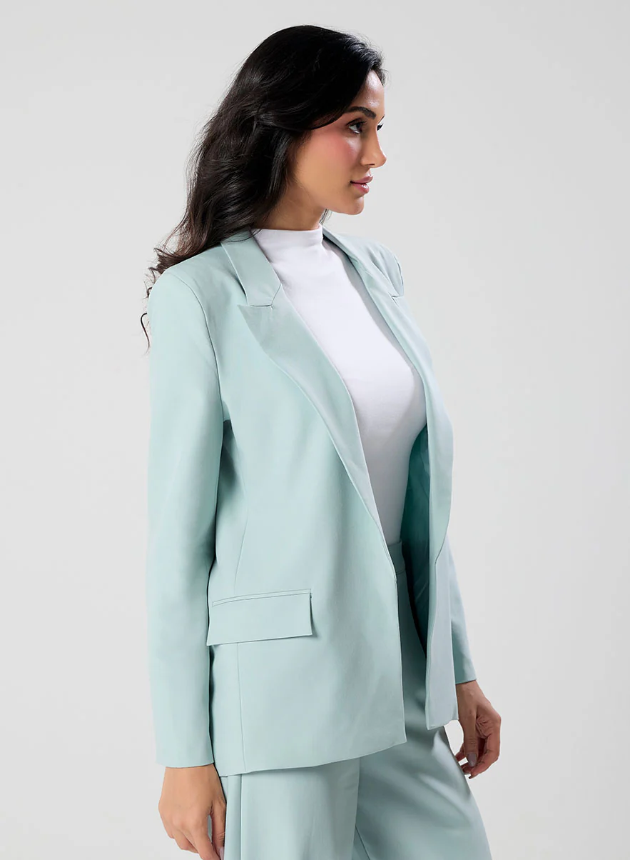 Light Green Pointed Label Collared Blazer - Image 5