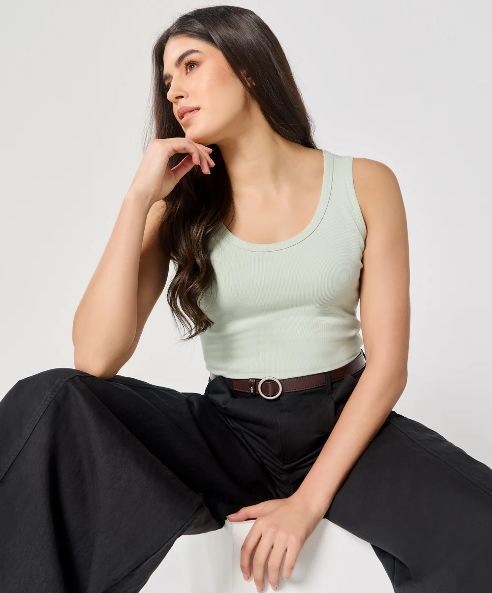 Light Green Rib Cami Top - Image 10