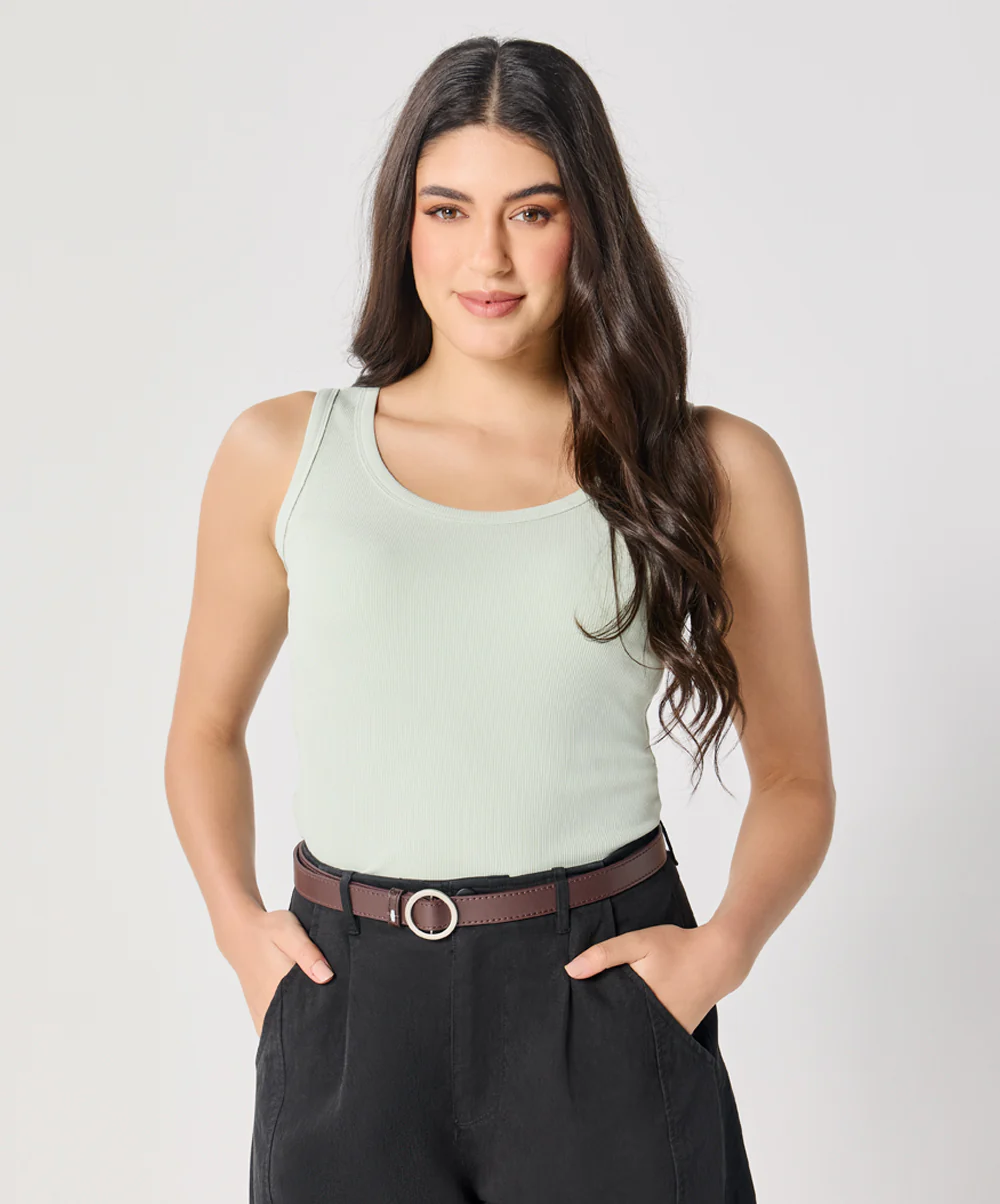 Light Green Rib Cami Top - Image 3