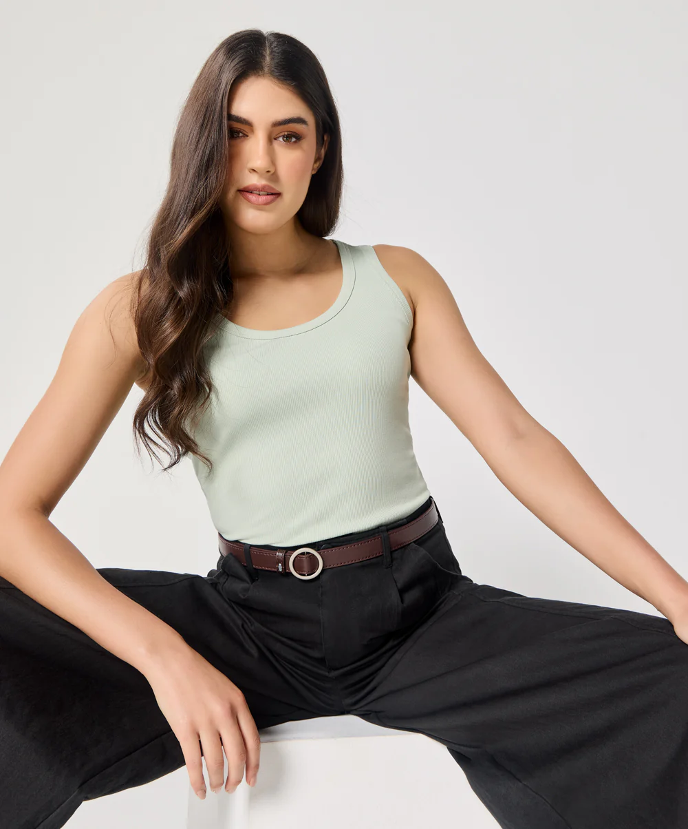 Light Green Rib Cami Top - Image 5