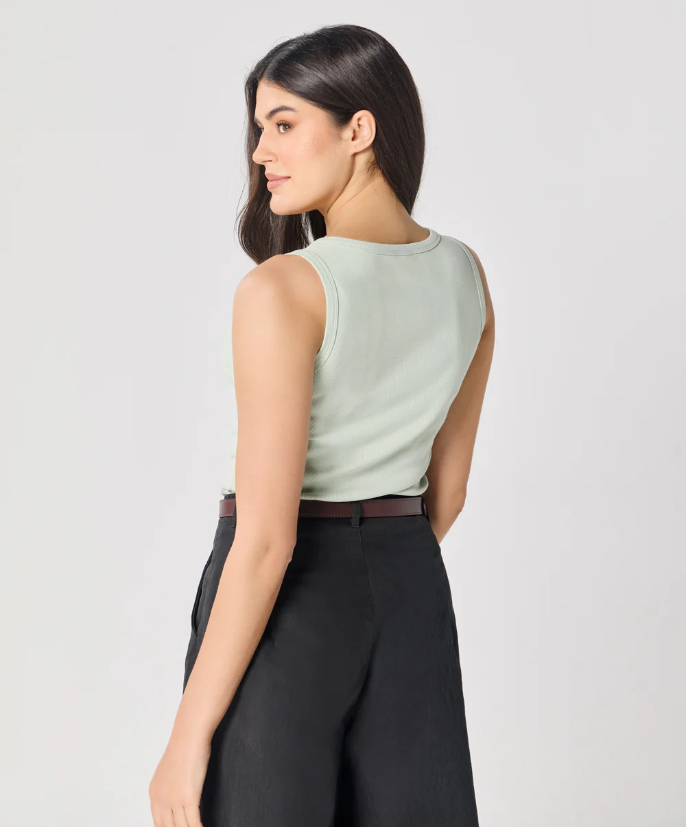 Light Green Rib Cami Top - Image 7