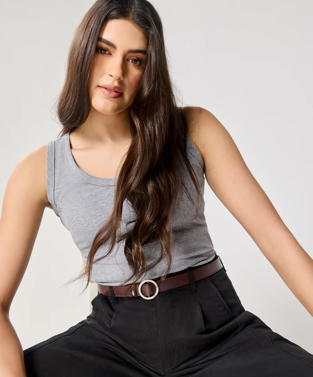 Light Grey Rib Cami Top - Image 2