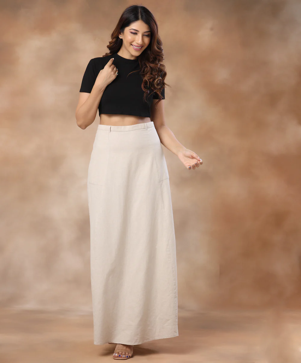 Long Mid Waist H-Line Regular Skirt