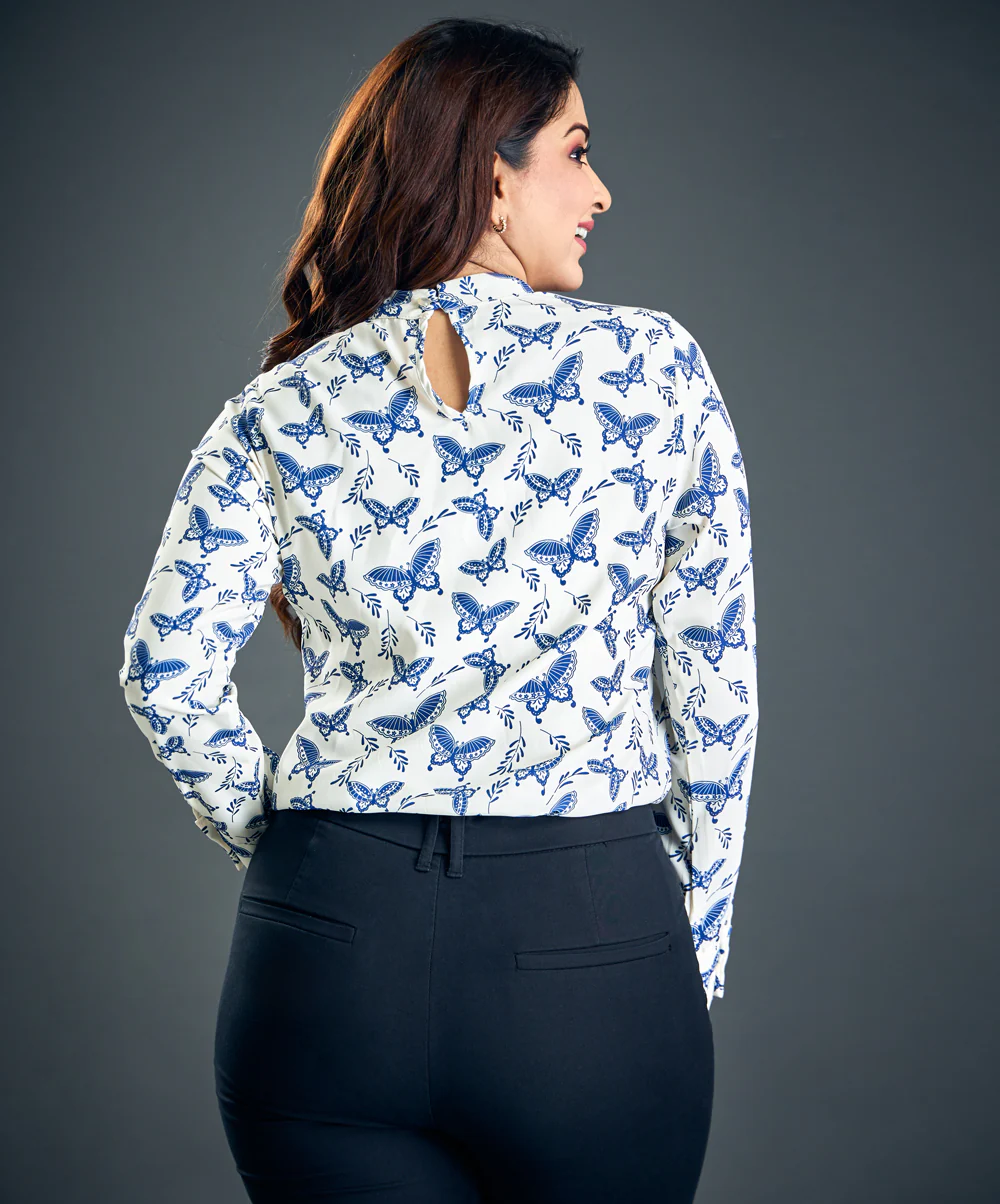 Long Sleeve Butterfly Print Top - Image 3