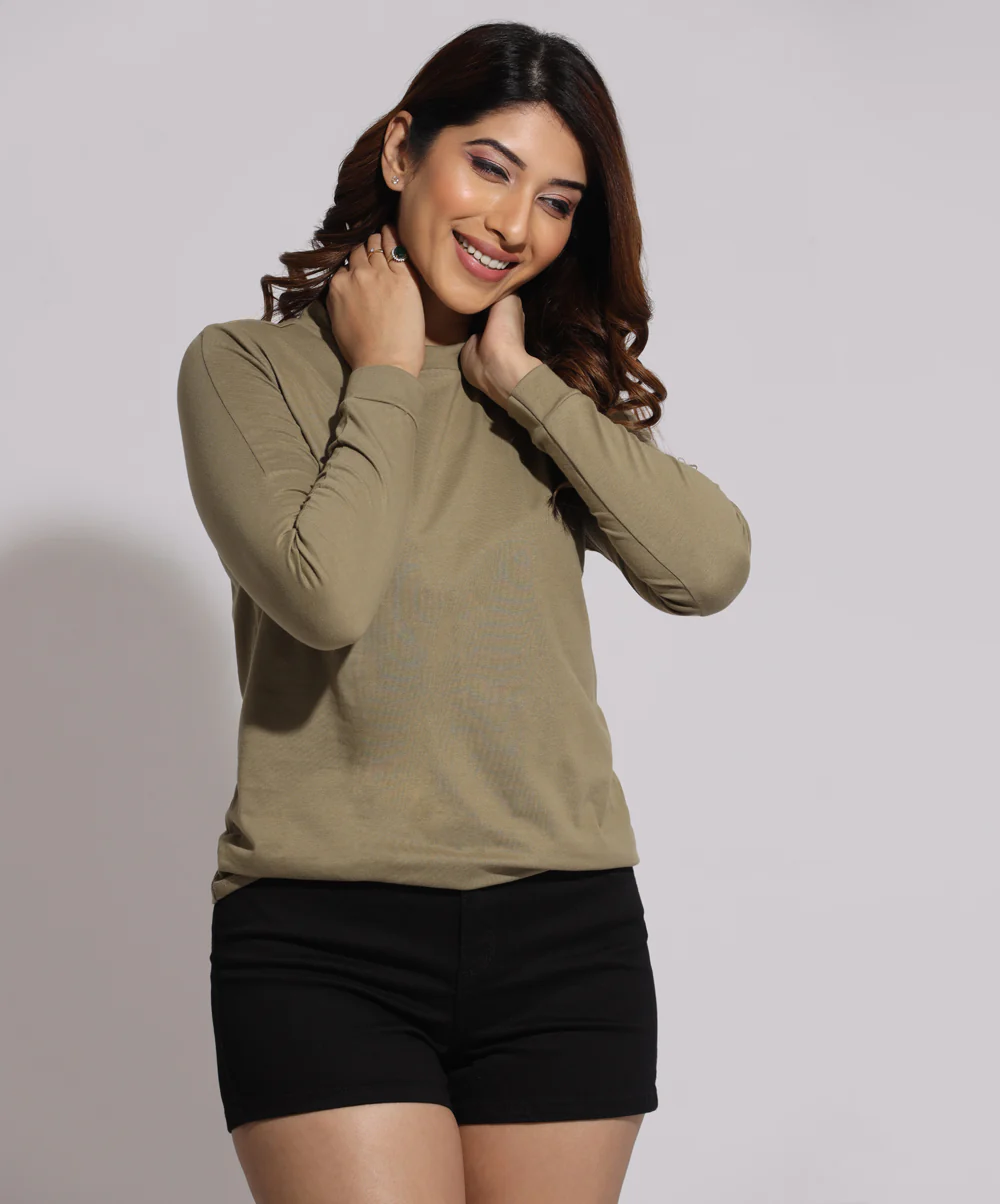 Long Sleeve Crew Neck Green Tshirt
