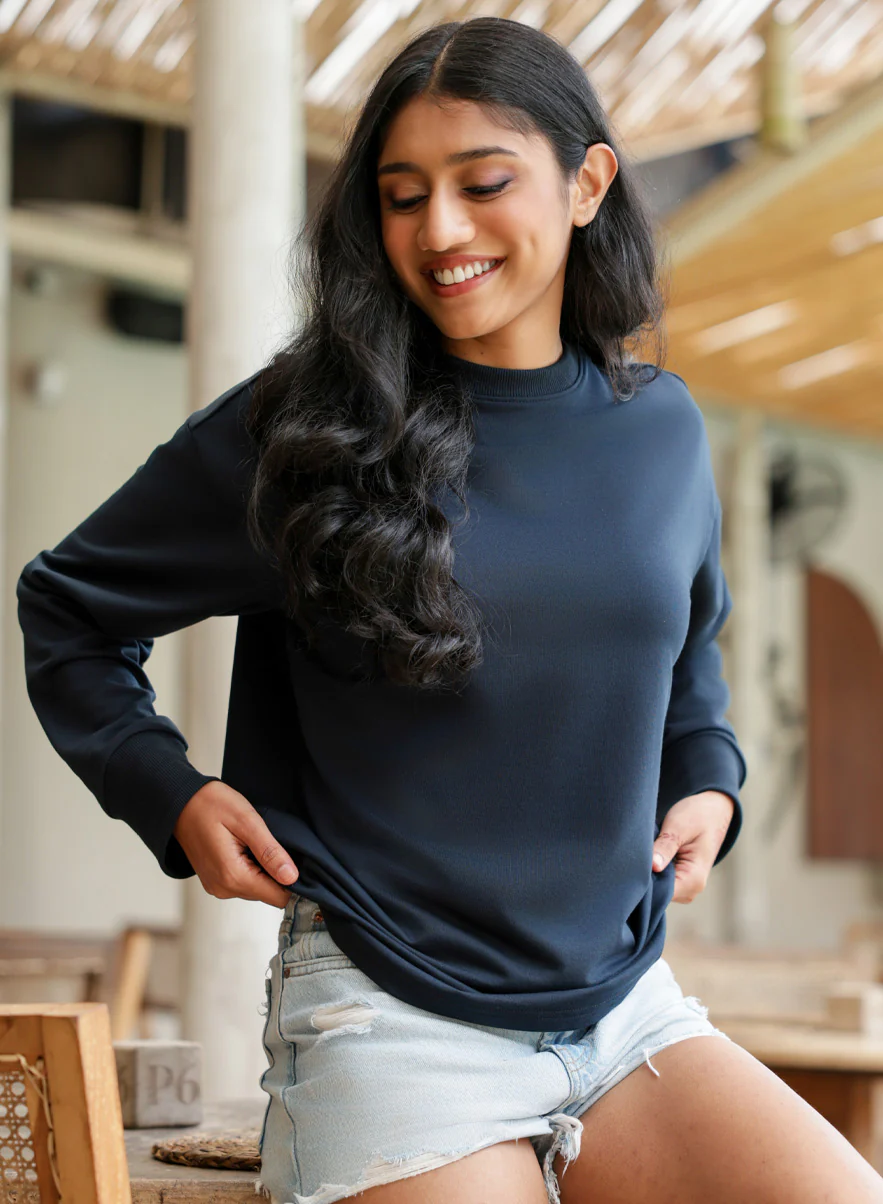 Long Sleeve Dark Blue T-shirt - Image 2