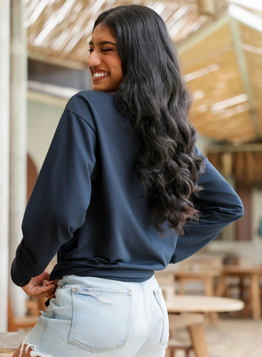 Long Sleeve Dark Blue T-shirt - Image 3