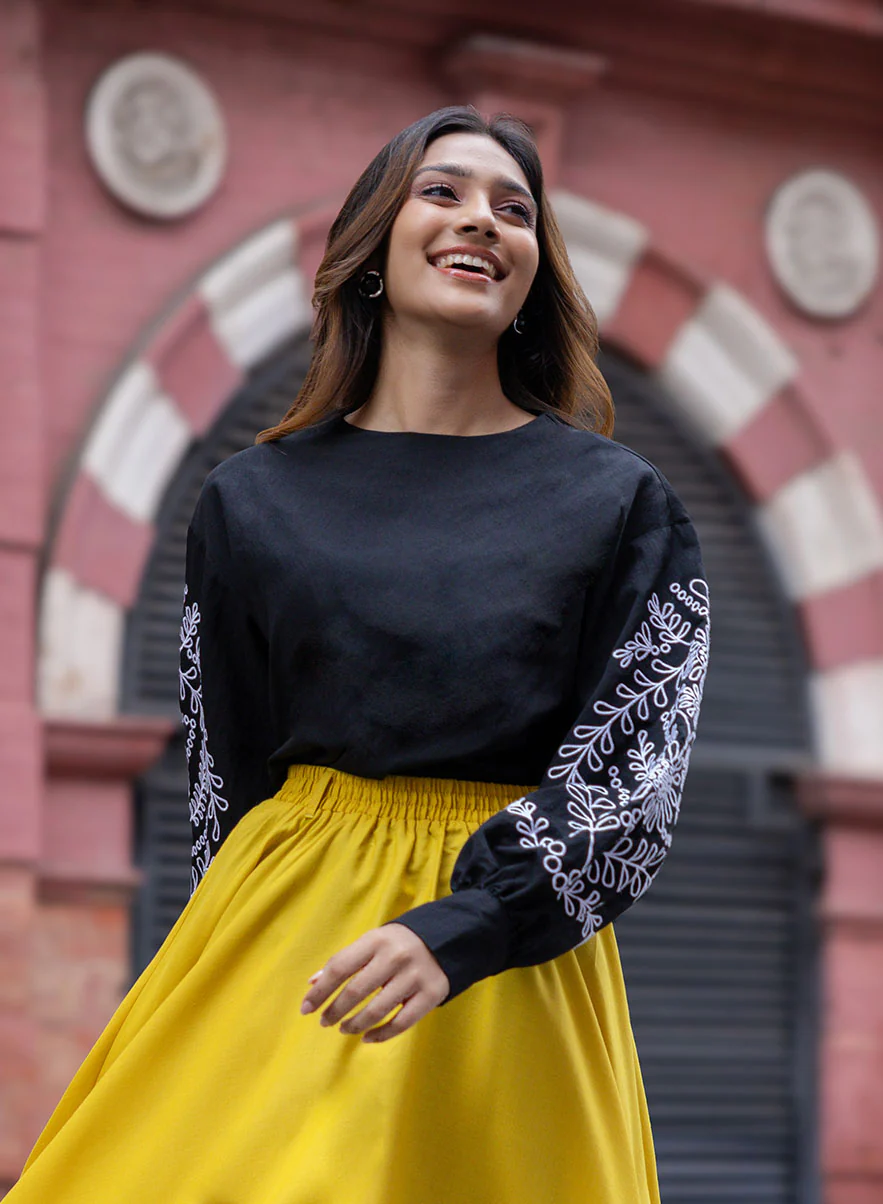 Long Sleeve Embroidered Top