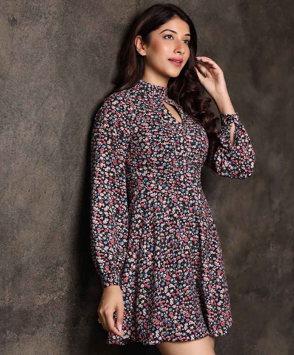 Long Sleeve Front Peek-A-Boo Dress