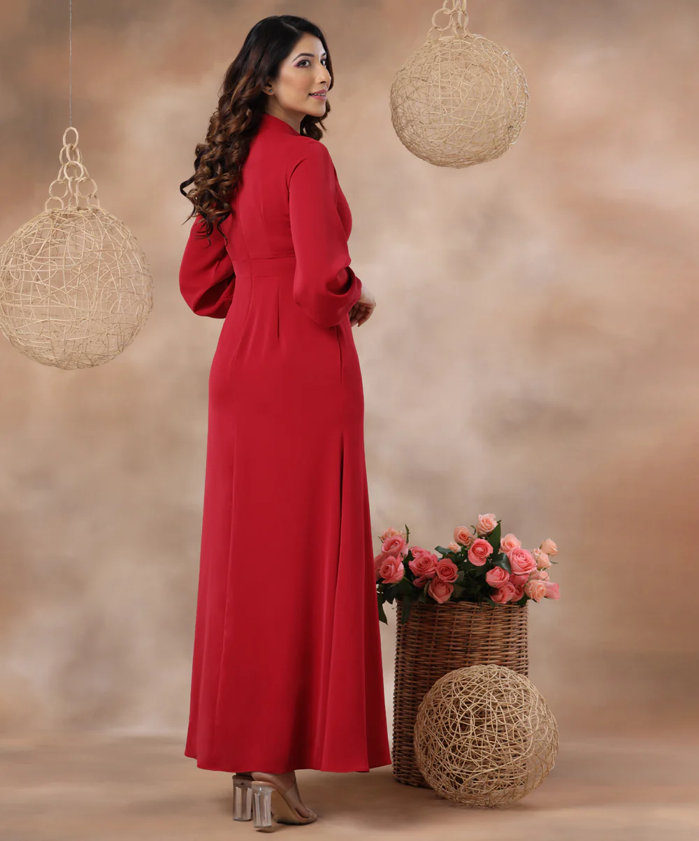 Long Sleeve High Neck Maxi Dress - Image 3