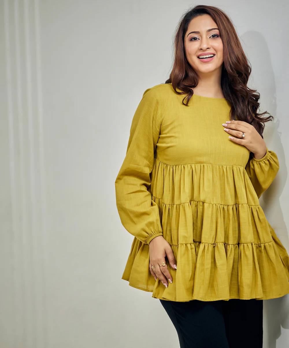 Long Sleeve Loose Fitted Peplum Top - Image 2