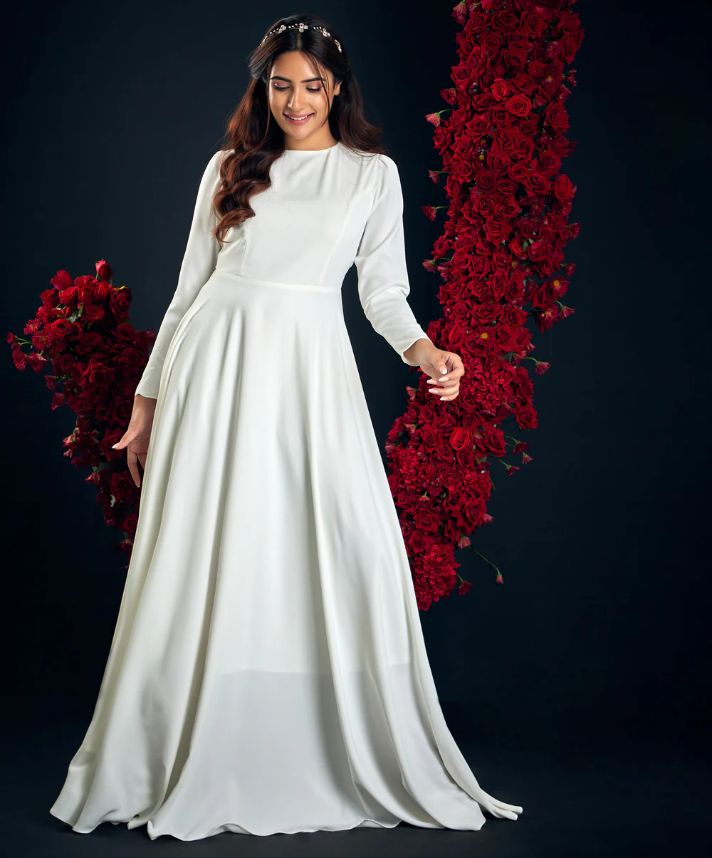 Long Sleeve Modest Chiffon Maxi Dress