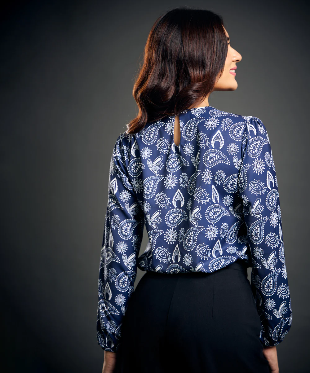 Long Sleeve Printed Round Neck Top - Image 5