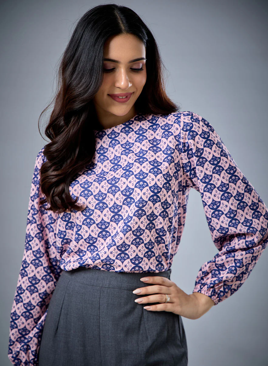 Long Sleeve Round Neck Printed Top - Image 3