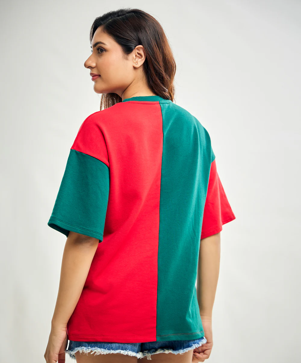 Loop Knit Oversized Mid Contrast Tshirt - Image 3