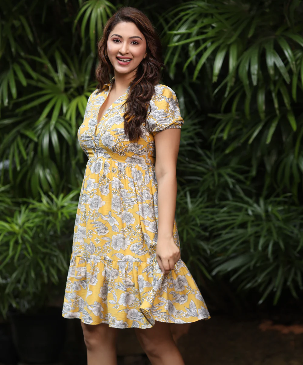 Loose Fitted Printed Puffed Sleeve Dress - Image 2