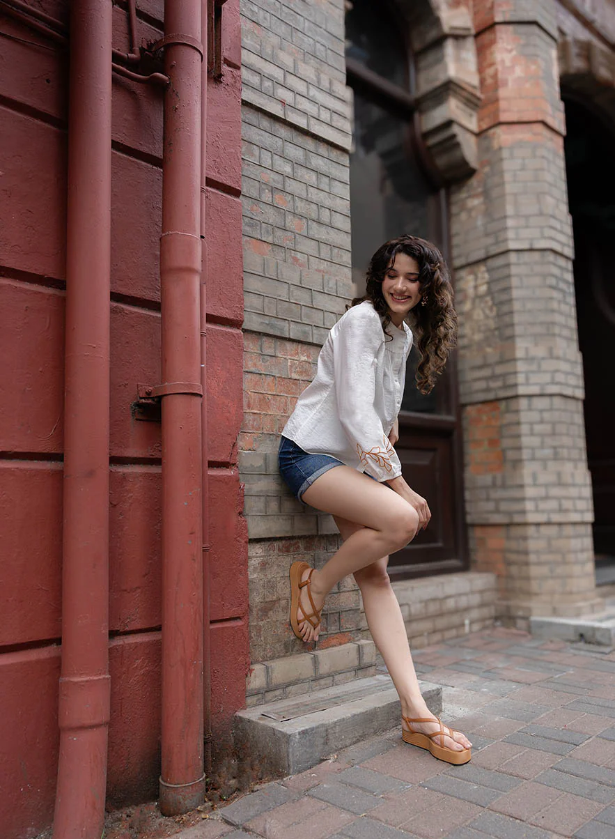 Mandarin Collar Sleeve Embroidered Long Sleeve Top - Image 5