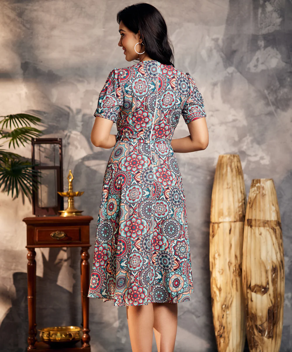 Mandela Magical Printed Vneck Dress - Image 3
