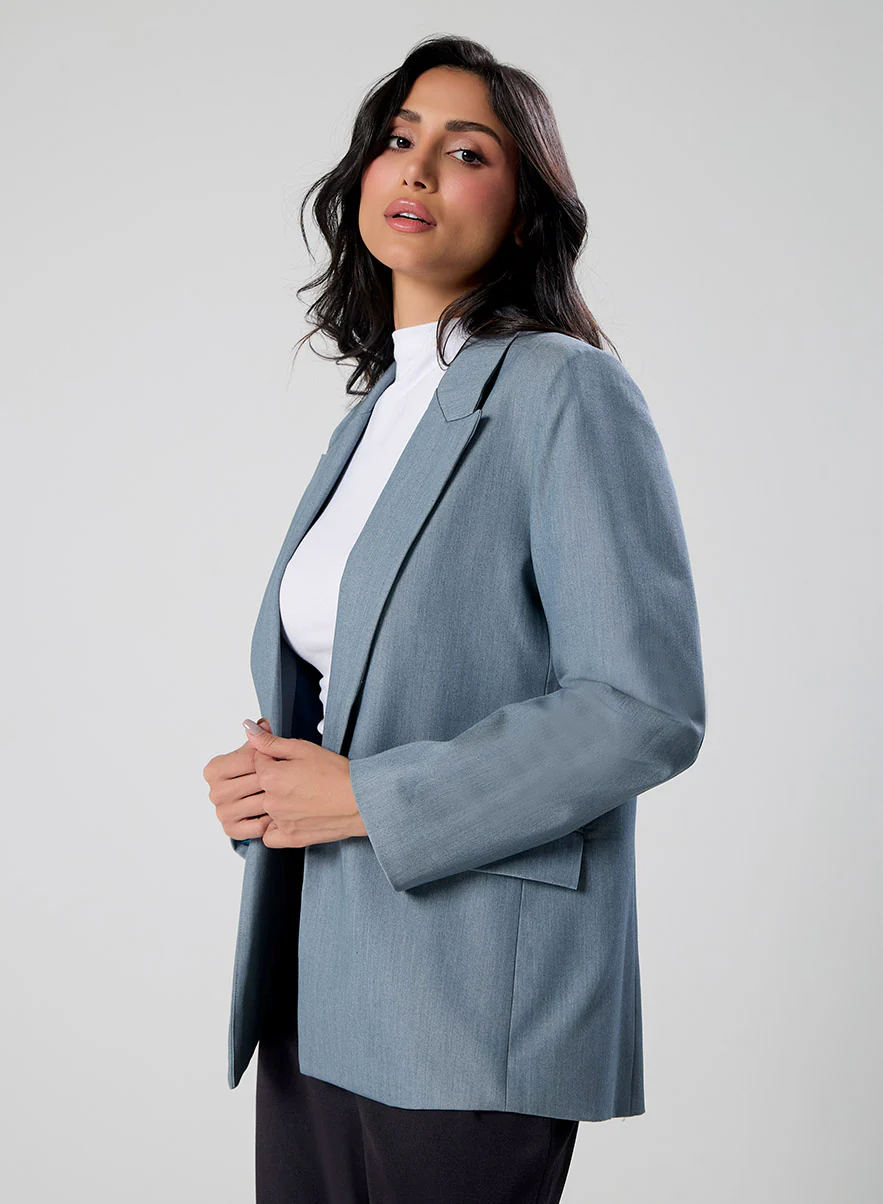 Marl Blue Colour Classic Formal Blazer - Image 5