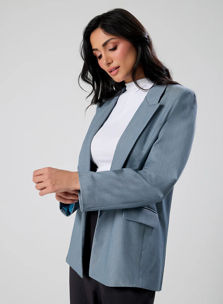 Marl Blue Colour Classic Formal Blazer - Image 6