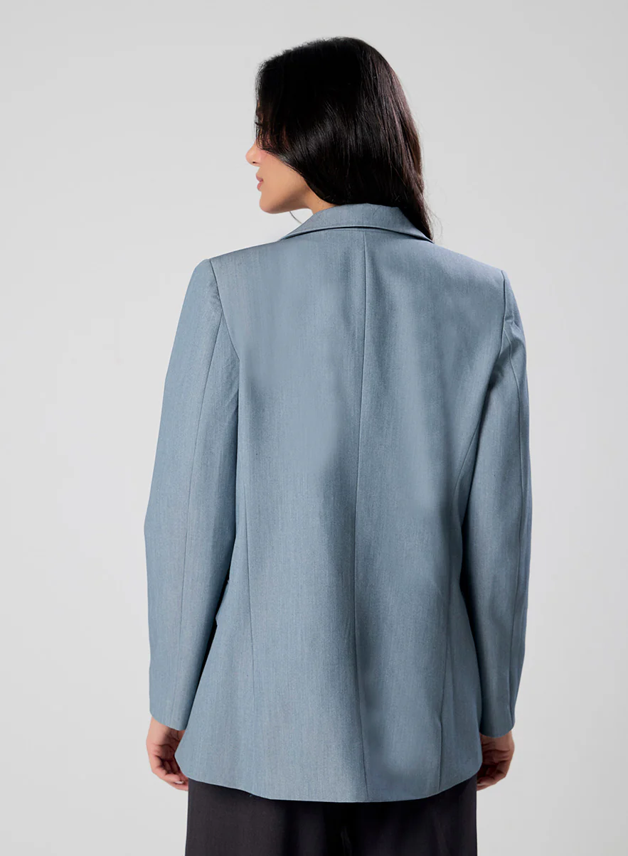 Marl Blue Colour Classic Formal Blazer - Image 7