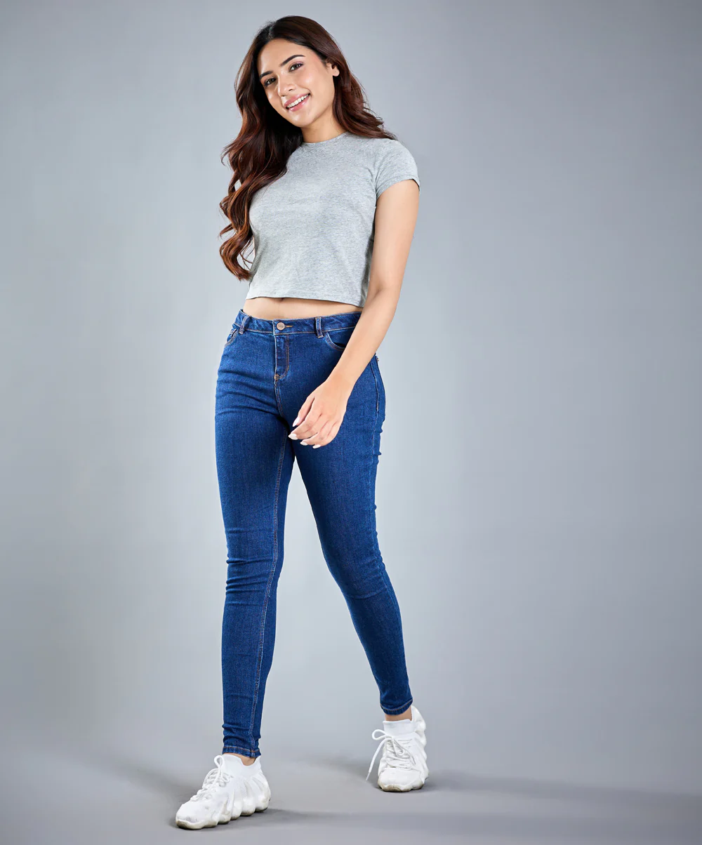 Mid Waist Blue Jean